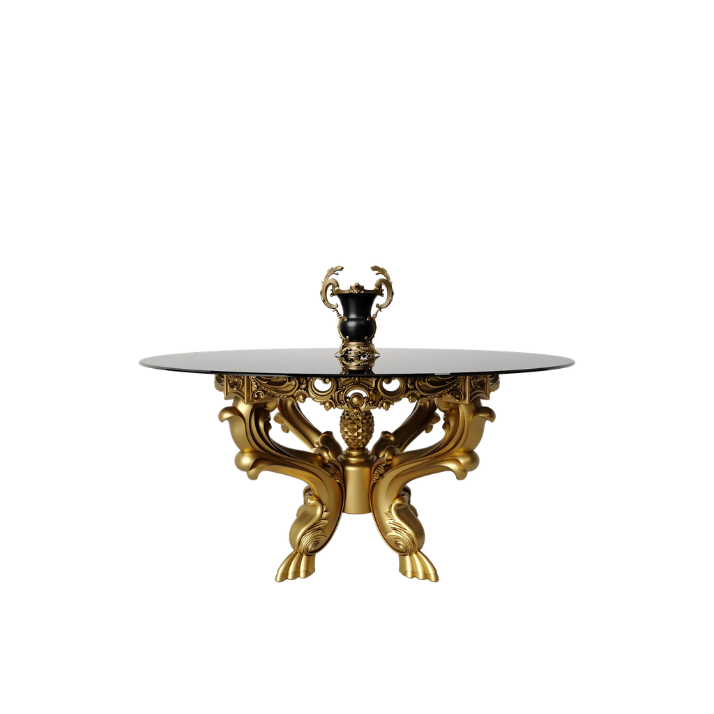 میز غذاخوری گرد شاهکار 8 نفره صفحه شیشه