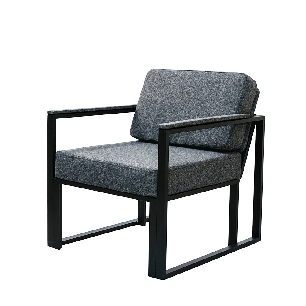 مبل یک نفره متال فریم MF 1 (آبکاری کروم, چرم مشکی)