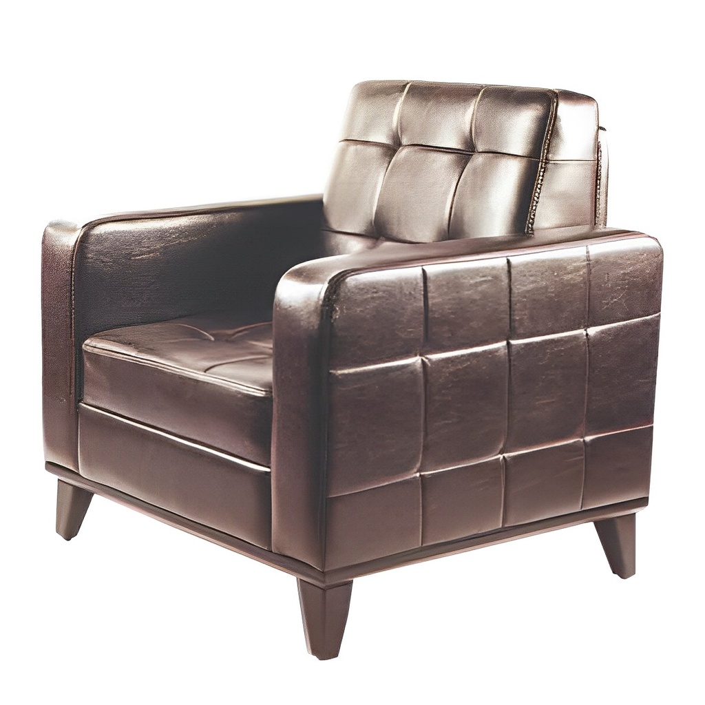 مبل یک نفره N 601 (آبکاری کروم, چرم مشکی)