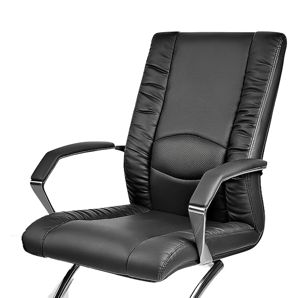 صندلی کنفرانسی C 9103 (آبکاری کروم, چرم مشکی)