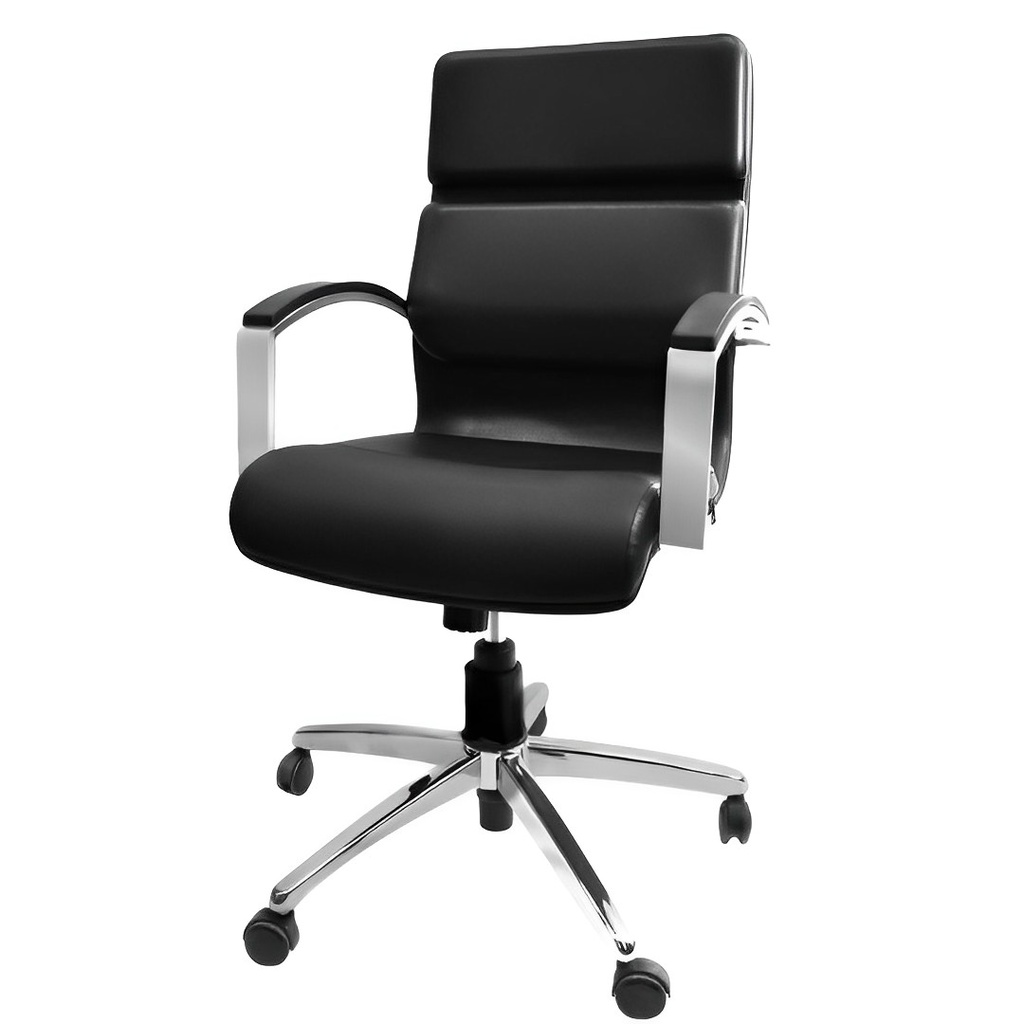 صندلی کارشناسی B 500 (آبکاری کروم, چرم مشکی)