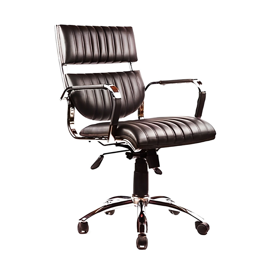 صندلی کارشناسی B 9190 (آبکاری کروم, چرم مشکی)