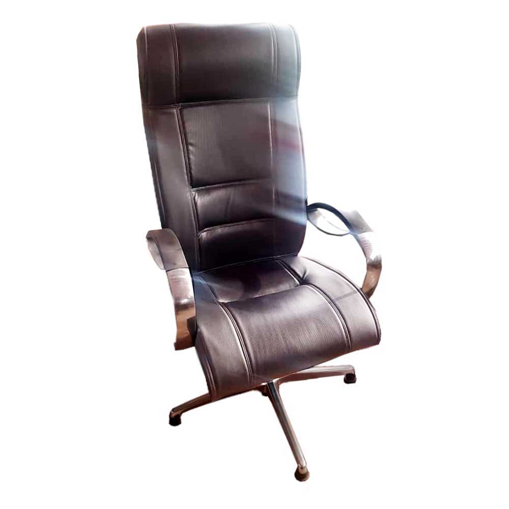 صندلی مدیریت H 906 (آبکاری کروم, چرم مشکی)